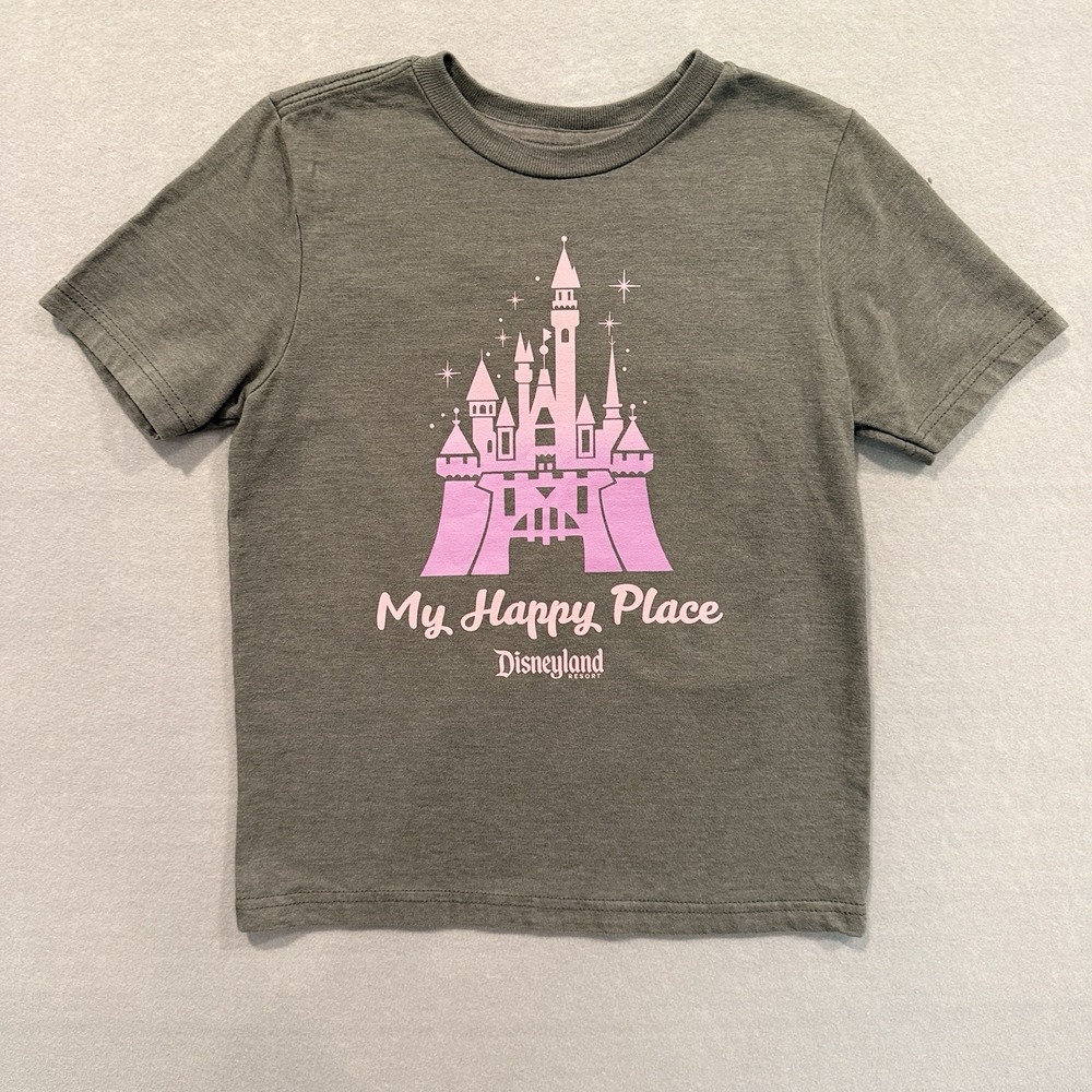 Disney Disneyland Resort Gray Castle Graphic T-Shirt S 5/6 Child My Happy Place